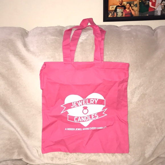 Jewelry Candles pink and white reusable tote bag New - Picture 1 of 3